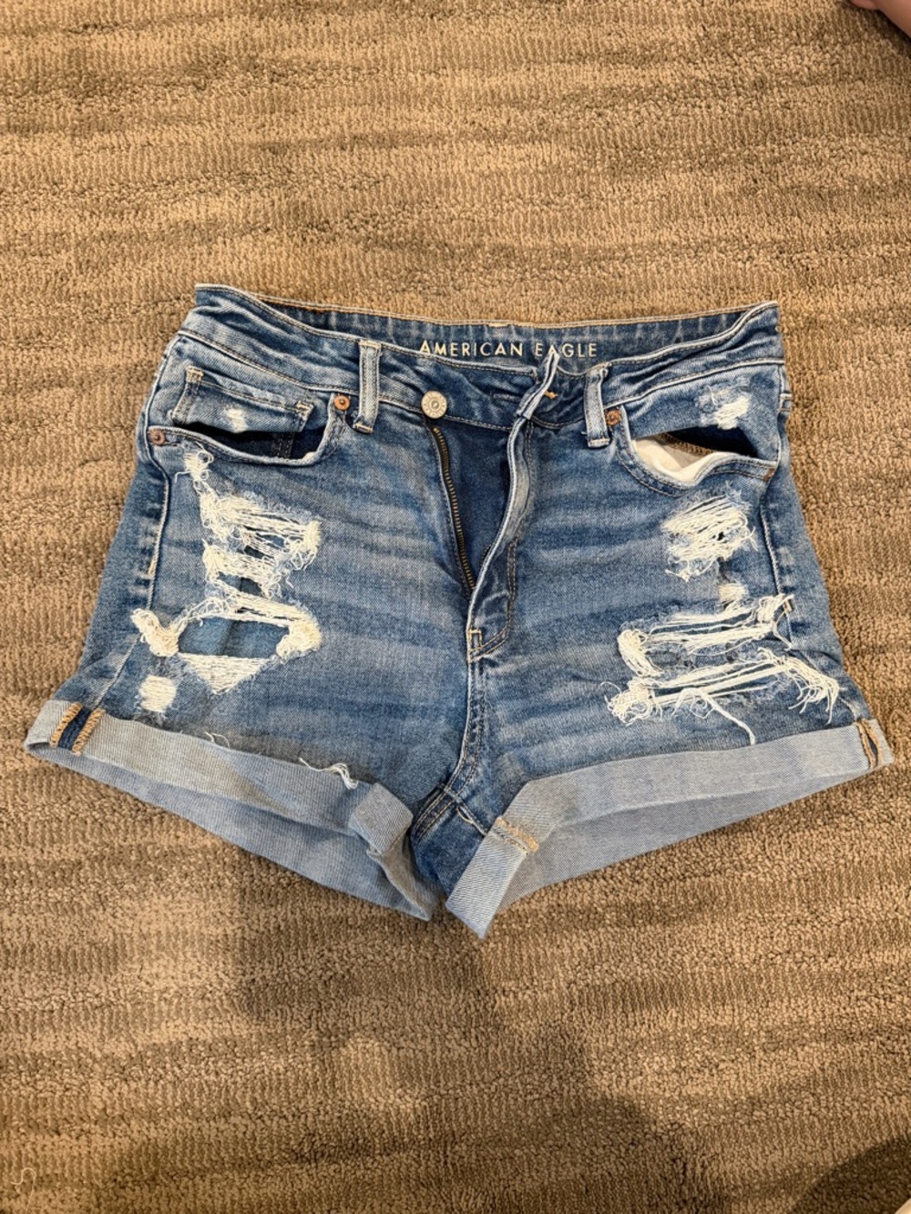 American Eagle Outfitters Light Blue Distressed Denim Shorts